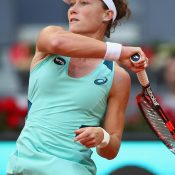 Sam Stosur in action during her third-round win over Carla Suarez Navarro at the Mutua Madrid Open; Getty Images
