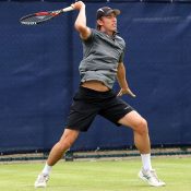 After ousting Thomaz Bellucci in three sets in the opening round, John Millman fell to eventual champ Steve Johnson in round two at the Aegon Open in Nottingham; Getty Images