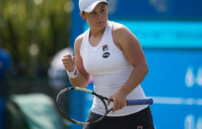 Ash Barty celebrates her progression through to the quarterfinals of the Aegon Open in Nottingham; Getty Images