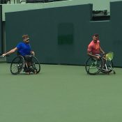 Dylan Alcott (L) and Heath Davidson prepare for the Rio Paralympics at a training camp in Miami; Tennis Australia