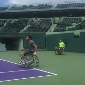 Adam Kellerman (L) and Ben Weekes prepare for the Rio Paralympics at a training camp in Miami; Tennis Australia