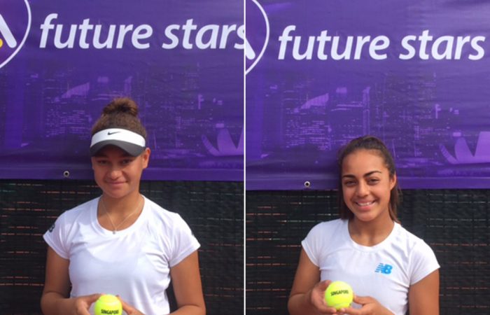 Violet Apisah (L) and Annerly Poulos will head to Singapore for the WTA Future Stars event; Tennis Australia