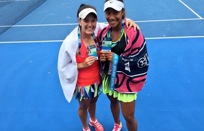 Destanee Aiava (R) and Alicia Smith won a wildcard into the main draw of the Australian Open 2017 women's doubles event; Tennis Australia