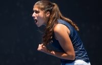 Jaimee Fourlis in action during the Australian Open 2017 Play-off final at Melbourne Park; Elizabeth Xue Bai
