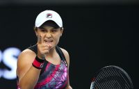 Ashleigh Barty of Australia celebrates winning her second round match against Shelby Rogers.