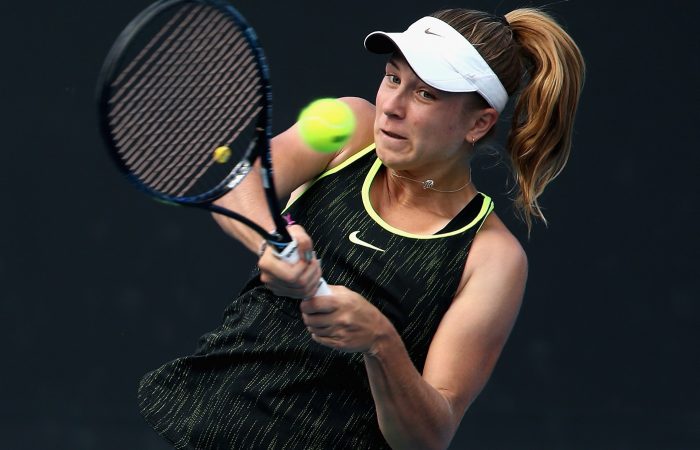 Ellen Perez in action during the Australian Open first round of qualifying.