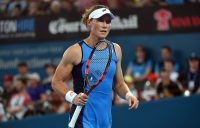 Sam Stosur in action during her first-round loss to Garbine Muguruza at the Brisbane International; Getty Images
