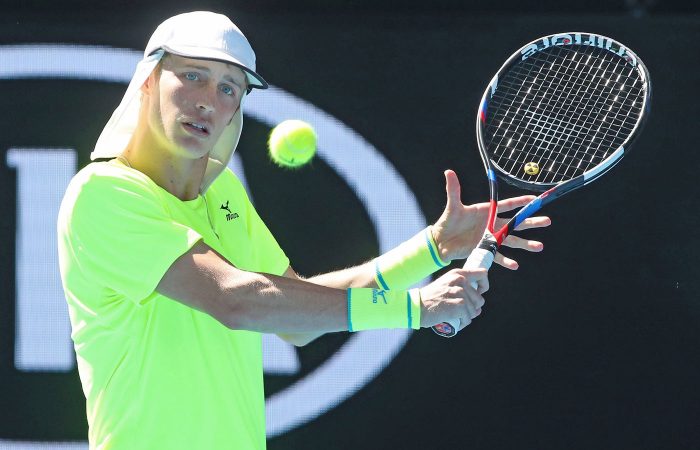 MELBOURNE, AUSTRALIA - JANUARY 26:  Marc Polmans of Australia competes against Henri Kontinen of Finland and John Peers of Australia in his doubles semifinal match on day 11 of the 2017 Australian Open at Melbourne Park on January 26, 2017 in Melbourne, Australia.  (Photo by Pat Scala/Getty Images)