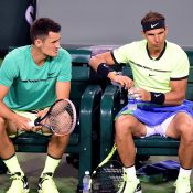 Bernard Tomic (L) and Rafael Nadal combined in doubles for the first time - and beat Pablo Carreno Busta and Joao Sousa in round onw; Getty Images