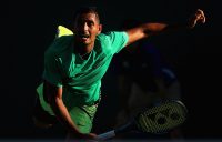 Nick Kyrgios slams down a serve at the 2017 BNP Paribas Open; Getty Images