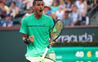 Nick Kyrgios was pumped up during his third-round win over Alexander Zverev at the BNP Paribas Open; Getty Images