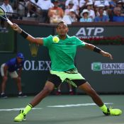 Nick Kyrgios in action at the 2017 BNP Paribas Open; Getty Images
