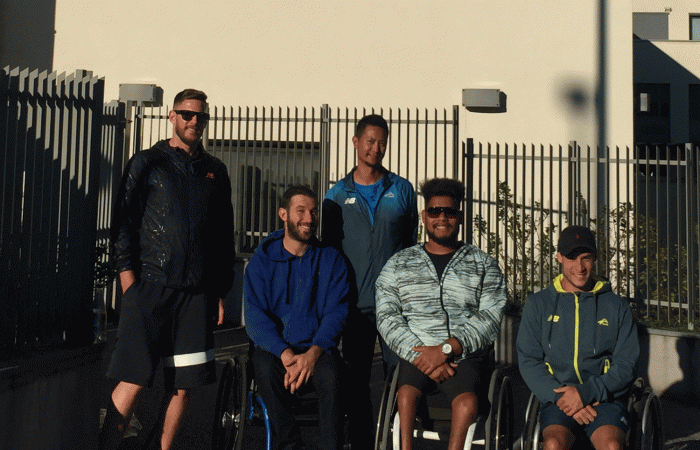 L-R Ben Weekes, Adam Kellerman, Vernon Cheung (coach), Keegan Oh-Chee, Stephan Rochecouste (orange boy)