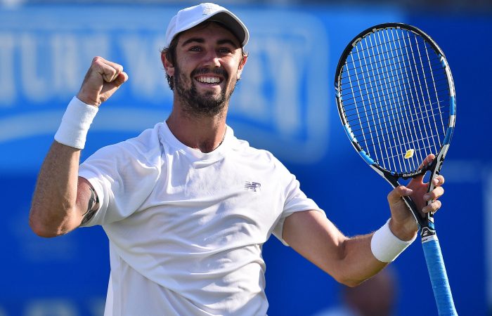 CAREER-BEST WIN: Jordan Thompson celebrates defeating world No.1 Andy Murray; Getty Images
