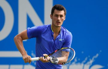 Bernard Tomic in action at the Aegon International Eastbourne; Getty Images