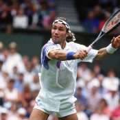 Pat Cash competes at Wimbledon; Getty Images