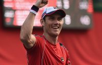 Matt Ebden celebrates his victory over Ivo Karlovic in the first round of the Rakuten Japan Open in Tokyo; Getty Images