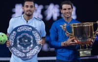 FINALISTS: China Open 2017 runner-up Nick Kyrgios and champion Rafael Nadal with their trophies; Getty Images