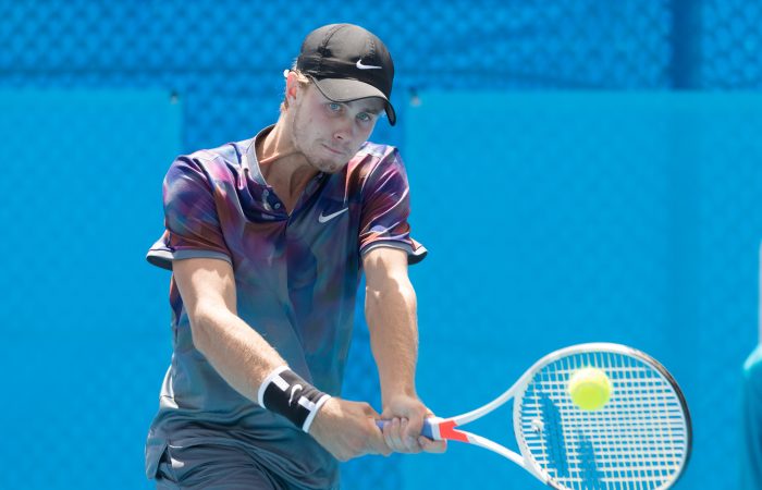 Blake Ellis (AUS) in action during Day four of the Apis Canberra International #ApisCBRINTL. Match was played at Canberra Tennis Centre in Lyneham, Canberra, ACT on Tuesday 31 October 2017. Photo: Ben Southall. #Tennis #Canberra