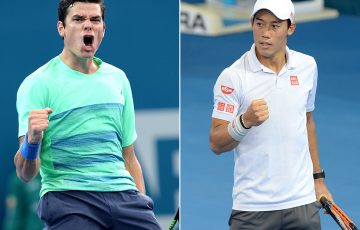 Milos Raonic (L) and Kei Nishikori are bound for the Brisbane International in 2018; Getty Images