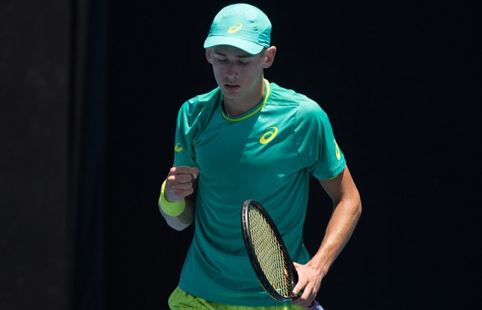 Alex De Minaur in action at the Australian Open 2018 Play-off; Elizabeth Xue Bai