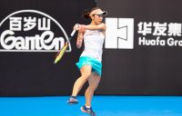 Misaki Doi in action at the Australian Open Asia-Pacific Wildcard Play-off in Zhuhai, China.