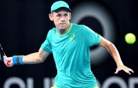 Alex De Minaur in action during his first-round victory over Steve Johnson at the Brisbane International; Getty Images