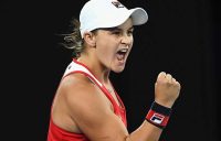 Ashleigh Barty celebrates a stunning comeback victory on Rod Laver Arena.