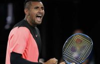 Nick Kyrgios claims his first victory on Rod Laver Arena.
