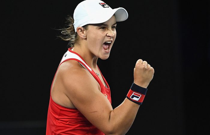 Ash Barty in action at Australian Open 2018, where she reached the third round; Getty Images
