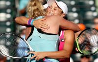 Ash Barty hugs CoCo Vandeweghe after the pair won the Miami Open doubles title; Getty Images