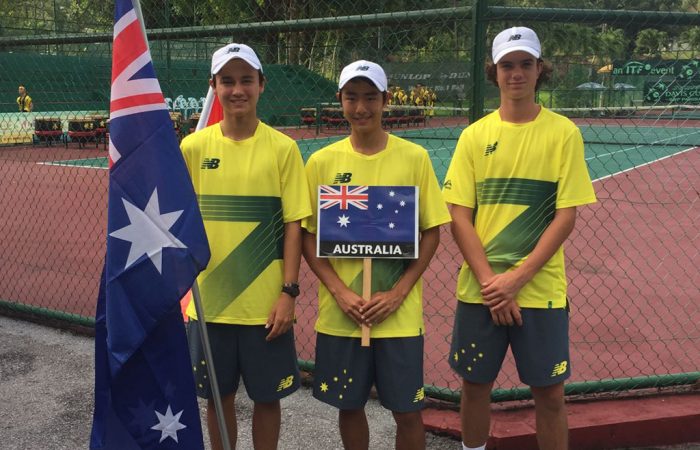 L-R Tai Sach, Chen Dong, Cooper White ready to compete in Malaysia at the Junior Davis Cup Asia / Oceania qualifying