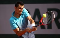 IMPRESSIVE: Bernard Tomic fires a backhand during his final qualifying round win at Roland Garros; Getty Images