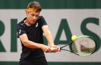 OUTPLAYED: Alex De Minaur lines up a backhand in his French Open loss to Kyle Edmund; Getty Images
