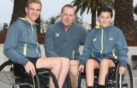 Finn Broadbent and Riley Broadbent with National Development Squad coach, Greg Crump; Getty Images