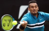 BACK IN THE GAME: Nick Kyrgios stretches for a forehand during his win in Stuttgart; Getty Images
