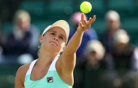 FOCUSED: Ash Barty serves during her second round win in Nottingham; Getty Images