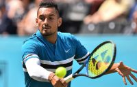 Nick Kyrgios in action during his second-round victory over Kyle Edmund at Queen's Club; Getty Images