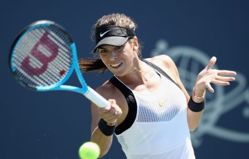 Ajla Tomljanovic in action during her first-round victory in San Jose; Getty Images