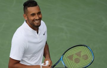No.2 seed Nick Kyrgios in action during his second-round win over qualifier Noah Rubin at the ATP event in Atlanta; Getty Images