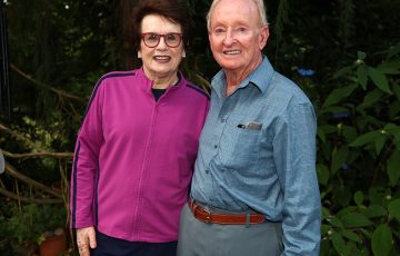 Billie Jean King (L) and Rod Laver at the annual Tennis Australia barbecue, 50 years on since winning the 1968 Wimbledon singles titles; Getty Images