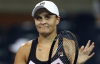 Ash Barty celebrates her second-round win over Lucie Safarova at the US Open; Getty Images