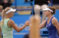 Sam Stosur (R) and Caroline Wozniacki will meet for the 13th time when they play in the first round at the US Open; Getty Images