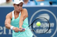 MASON, OH - AUGUST 17: Ashleigh Barty of Australia returns a shot to Simona Halep of Romania during the Western & Southern Open at Lindner Family Tennis Center on August 17, 2018 in Mason, Ohio. (Photo by Matthew Stockman/Getty Images)