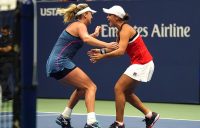 Ash Barty (R) and CoCo Vandeweghe celebrate their victory in the US Open doubles final; Getty Images