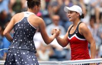 NEW YORK, NY - SEPTEMBER 02: Karolina Pliskova of Czech Republic shakes hands with opponant Ashley Barty of Australia following their women's singles fourth round match on Day Seven of the 2018 US Open at the USTA Billie Jean King National Tennis Center on September 2, 2018 in the Flushing neighborhood of the Queens borough of New York City. (Photo by Matthew Stockman/Getty Images)