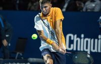 Alexei Popyrin in action at the ATP Swiss Indoors in Basel; Getty Images