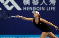 Ash Barty in action against Aryna Sabalenka at the WTA Elite Trophy in Zhuhai; Getty Images