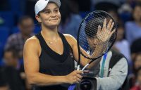 Ash Barty celebrates her semifinal victory over Julia Goerges at the WTA Elite Trophy in Zhuhai; Getty Images