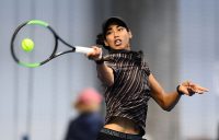 Astra Sharma in action during her victory in the AO Play-off quarterfinals over Arina Rodionova (photo: Elizabeth Xue Bai)